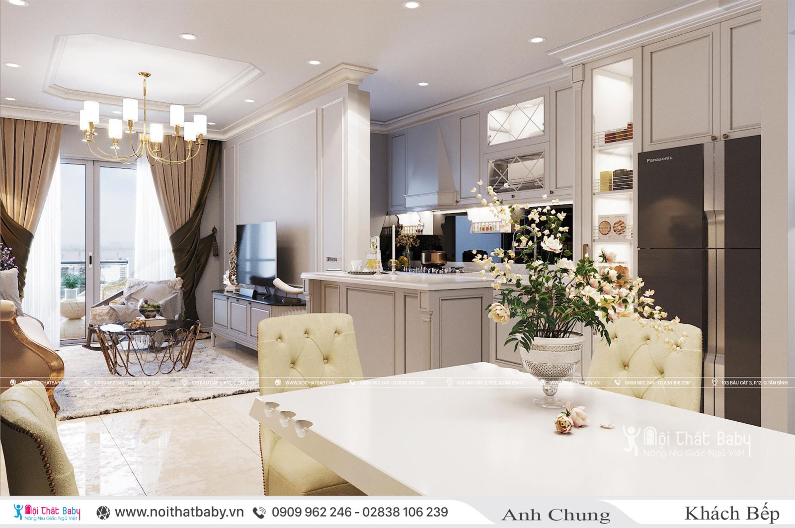 Thiết kế căn hộ chung cư anh Chung 84m2 Emerald Celadon City